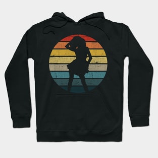 Cheerleader Silhouette On A Distressed Retro Sunset print Hoodie